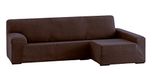 Eysa Dorian elastische bankovertrek chaise longue rechts, frontale zicht, chenille, 7-bruin, 43 x 17 x 37 cm