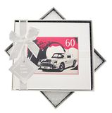 Witte WHITE COTTON CARDS Gastenboek 60 jaar klassiek auto hout 19,5 x 21,5 x 1,5 cm