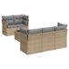 vidaXL 6-delige Loungeset met Kussens Poly Rattan Beige