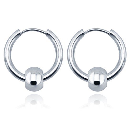 LGT JWLS Lookinggoodtoday Stalen oorringen Flexible Bead Silver-24mm