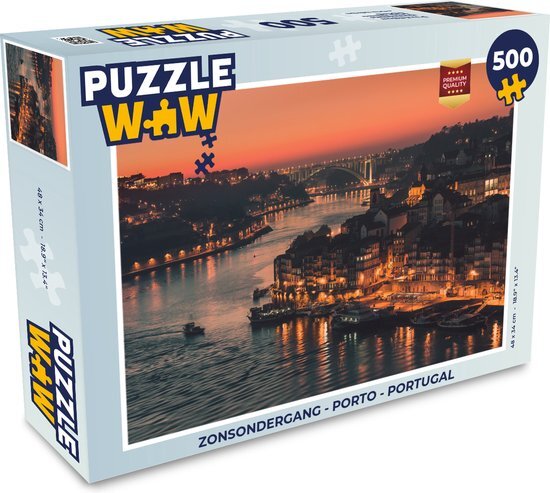 MuchoWow Puzzel Zonsondergang - Porto - Portugal - Legpuzzel - Puzzel 500 stukjes