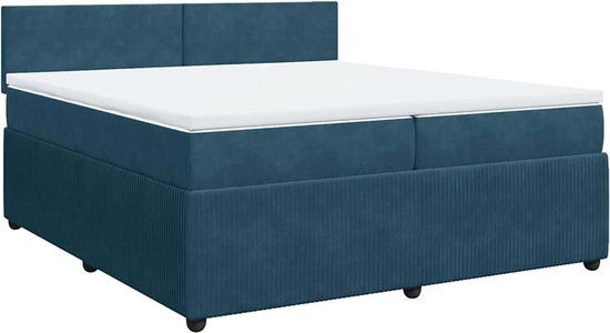 vidaXL Boxspring met matras fluweel blauw 200x200 cm