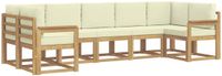vidaXL - Hoek loungeset - 7 zitplaatsen - Wit en crèmekleurig - Acacia hout