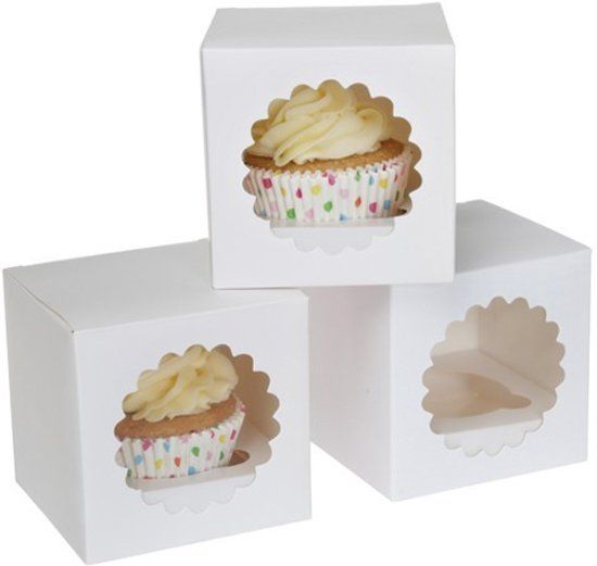 House of Marie Cupcake Box 1 -White- pk/3