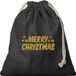 Bellatio Decorations 1x Kerst Merry Christmas gouden glitters cadeauzakje zwart met sluitkoord