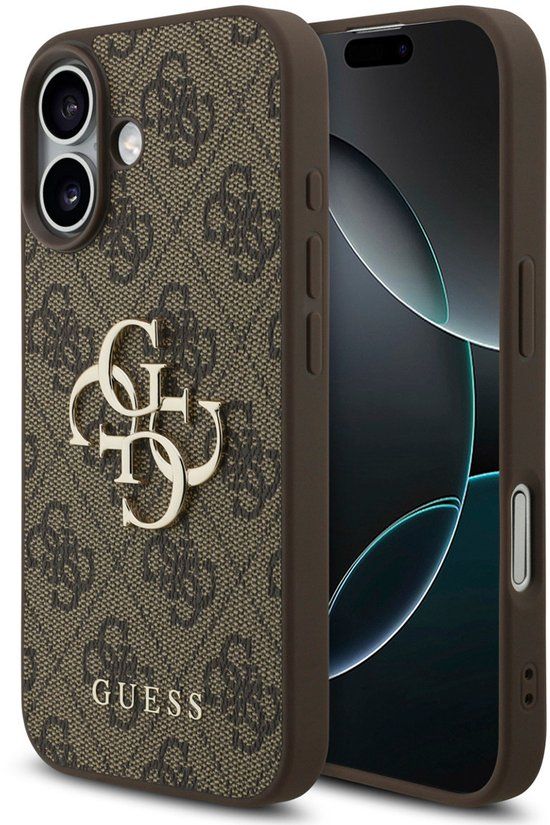 Guess Back Cover - Bruin voor iPhone 17 - Schokbestendig - Big Metal Logo