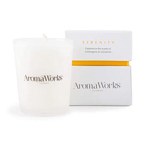 Aromaworks Serenity Soy Wax Candle - Lemongrass, Neroli and Sweet Geranium Aromas - Uplift, Balance & Focus - Natural, Vegan, Cruelty Free - Small 2.64oz