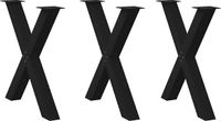 vidaXL Eettafelpoten X-vormig 70 cm Staal Zwart (3 stuks)