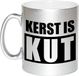 Bellatio Decorations Kerst is kut Koffiemok - 330 ml - keramiek - zilver