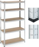 Relaxdays Stellingkast 180x100x40 Cm - Draagkracht 500 Kg - Metalen Stellingrek - Verzinkt Staal - Zilver