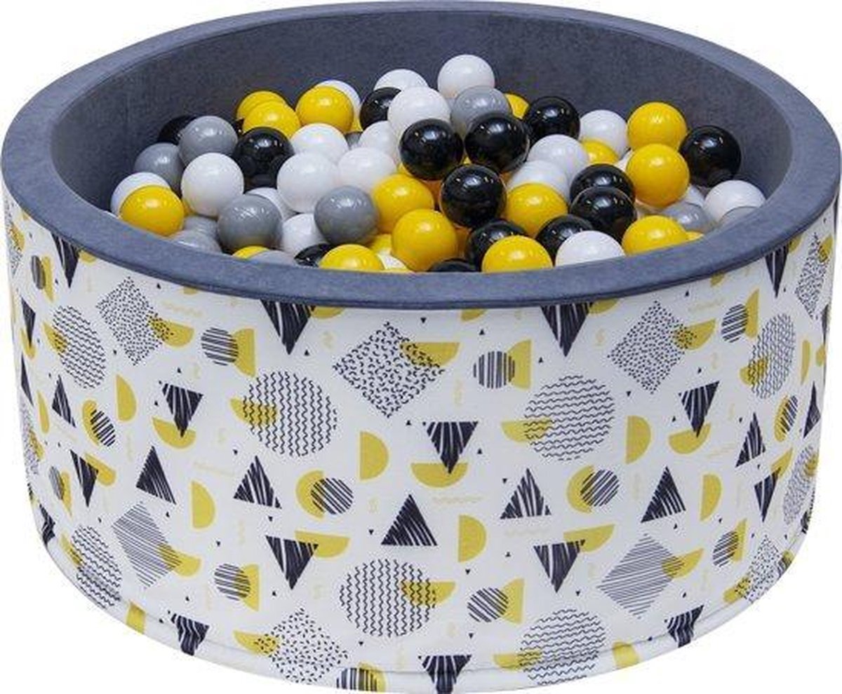 Viking Choice Ballenbak - stevige ballenbad -90 x 40 cm -400 ballen Ø 7 cm - geel, wit, grijs en zwart