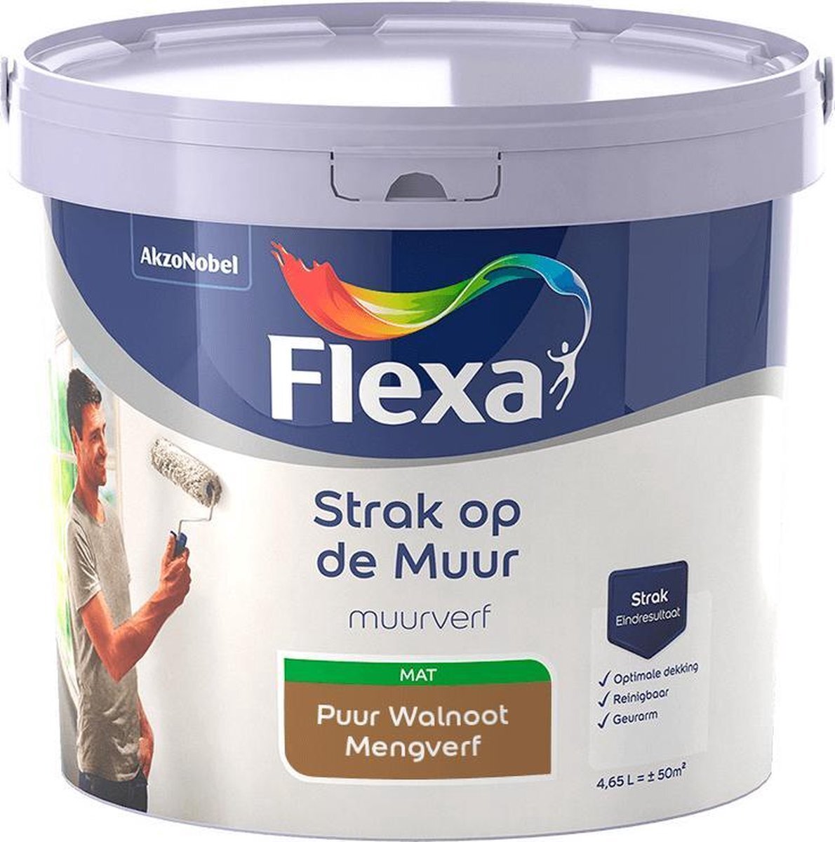 FLEXA Strak op de muur - Muurverf - Mengcollectie - Puur Walnoot - 5 Liter