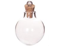 INNSPIRO Hanger glazen fles bal transparant met kurksluiting 25x28mm