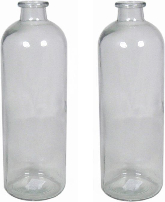 Floran Set of 2 Glass Vases - 3.5L, 11x33cm - Transparent - Floran