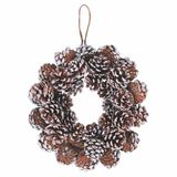 Rotan XMas Rotan krans dennenappels natuur sneeuw optiek Ø28x8cm