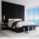 VANT VÄNT Panels - 4 Upholstered Headboard / Hoofdeinden - 91cm x 29cm - 4 Muur Panelen - Velvet Black