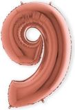 Grabo Folieballon cijfer '9' rosé goud (100cm)