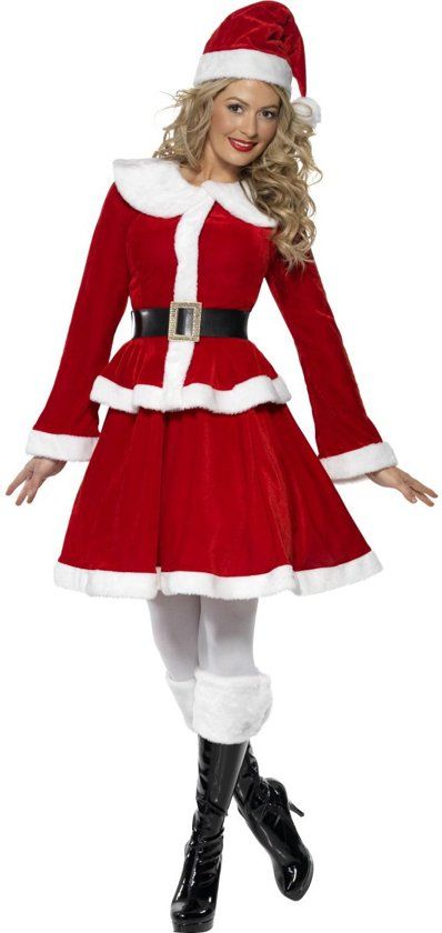 Smiffys Miss Santa Costume With Muff