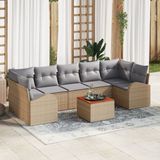 vidaXL Tuinbank Set Beige Polyrattan