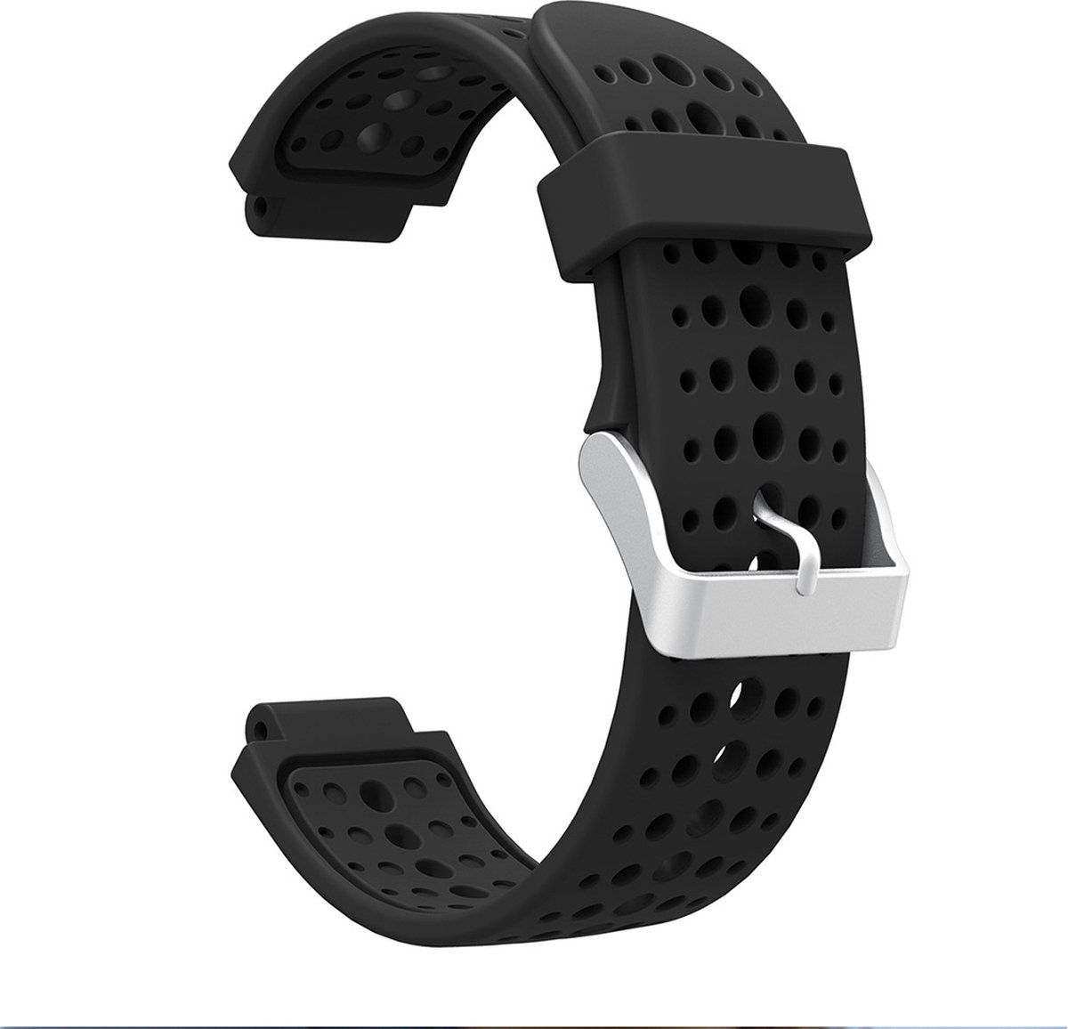 Strap-it Siliconen bandje geschikt voor Garmin Forerunner 735xt / 235 / 230 / 220 / 620 / 630 - Polsband - Zwart