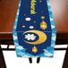 Merkloos Ramadan Nappe - Lanternes, Fleur et Lune Bleues et Jaunes - 183x33cm