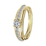 Lucardi Dames Ring met zirkonia - Ring - Cadeau - 14 Karaat - Geelgoud