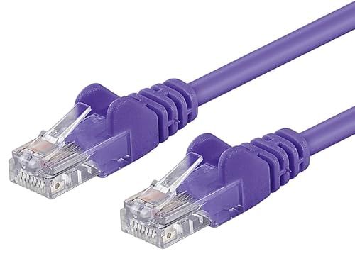 PremiumCord netwerkkabel, ethernet, LAN en patch CAT5e, UTP, snel flexibel en robuust, 1 Gbit/s RJ45-kabel, AWG 26/7, 100% Cu-koperen kabel, paars, 10 m