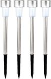 Lumineo 4x LED Prikspot - RVS - Zilver - Solar Verlichting - 24 cm