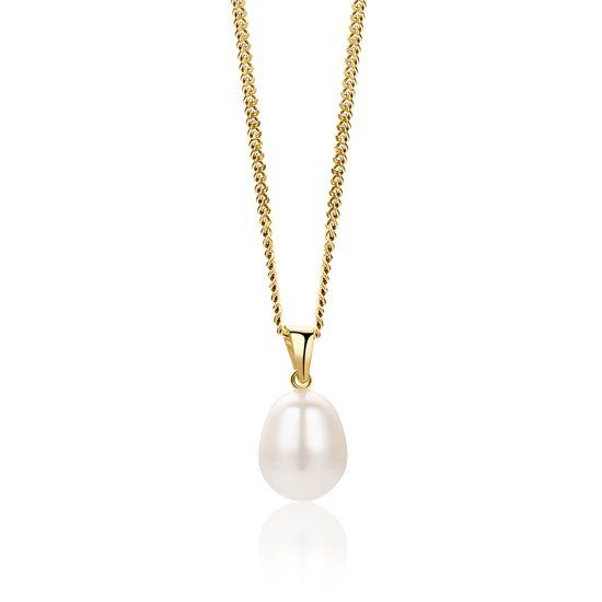 Gouden Ketting Dames met Parel - Hanger 14kt Goud - Parelketting Miore