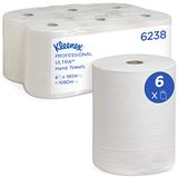 Kleenex Ultra 6238 papieren handdoeken, 2-laags, 6 rollen x 180 m, witte handdoeken (in totaal 1080 m)