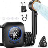 Merkloos / Sans marque VHV Draagbare kampeer - Campingdouche - 8000mAh oplaadbare douche - Met slim LED-display - 4 waterstraalmodi - IPX8 - Tuindouche - Draagbare Douche - Zwart