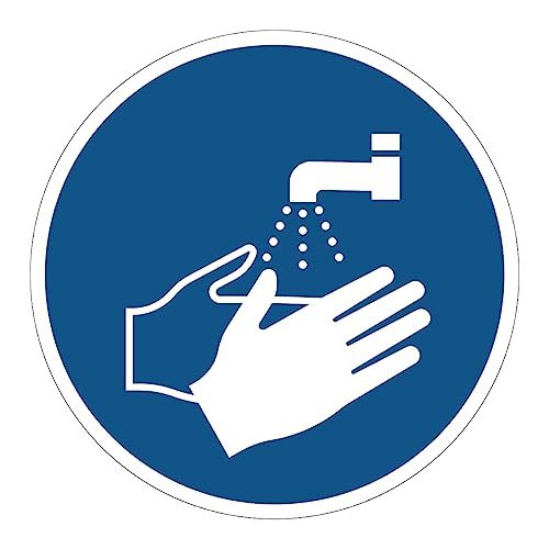 Ambiance Sticker Sticker Obligation Mandatory NF ISO7010 - Hand Wash Required - 35cm Diameter