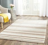 Safavieh Dhurrie Collection, DHU631, modern, plat geweven rechthoekig tapijt, in naturel/camel, 122 x 183 cm, voor woonkamer, slaapkamer of elke binnenruimte