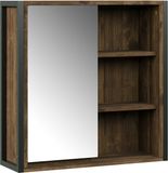 Vicco Naola Badkamerspiegelkast – 62.2 x 62.5 cm met 1 spiegeldeur Eiken/zwart