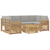 vidaXL Buiten bank set 7 st Wit en Lichtgrijs Polyester