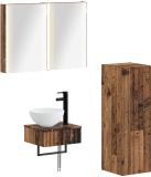 vidaXL Badkamerkast - set - 4 - st - Oud - hout - Bewerkt - hout