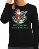 Bellatio Decorations Foute Kerst sweater / kersttrui Rambo but you can call me Santa zwart voor dames - Kerstkleding / Christmas outfit L