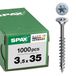 SPAX Universele schroef, 3,5 x 35 mm, 1000 stuks, Deeldraad, Verzonken kop, T-STAR plus T20, 4CUT, WIROX - 0191010350355