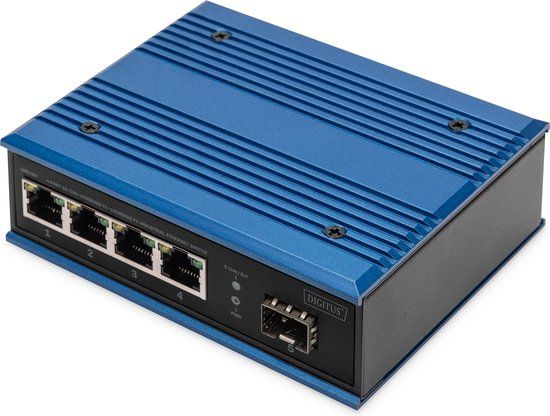 Digitus 4-Port Gigabit Unmanaged Switch - Zwart/Blauw - DN-651134