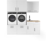 Wasophoogte® Wasmachine Kast São Paulo - Wasmachine verhoger - Wasmachine ombouw - 700(D)*2230(B)*2350(H) mm - Wit