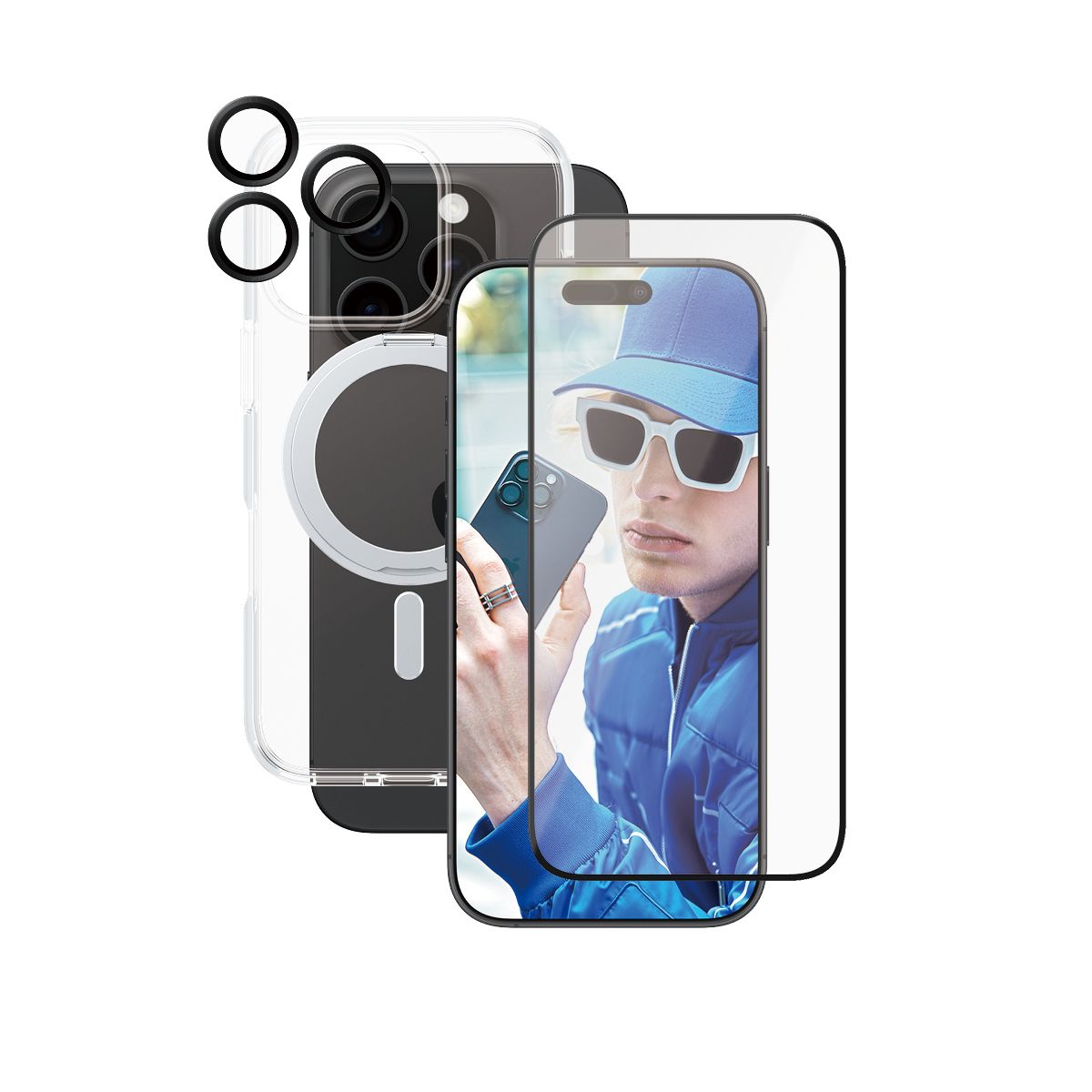 PanzerGlass CARE™ by ® 3-in-1 Ceramic Bundle iPhone 16 Pro Clear Screen Protector