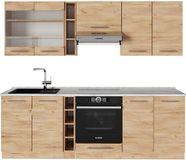 Vicco Fame-Line Complete keukeneenheid – 235 cm, WB Marmer Krachtige eik goud