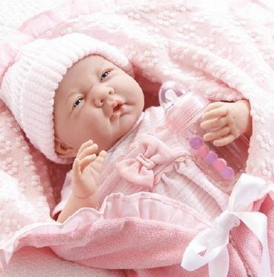 JC La Newborn 39 cm Meisje Roze met dekentje