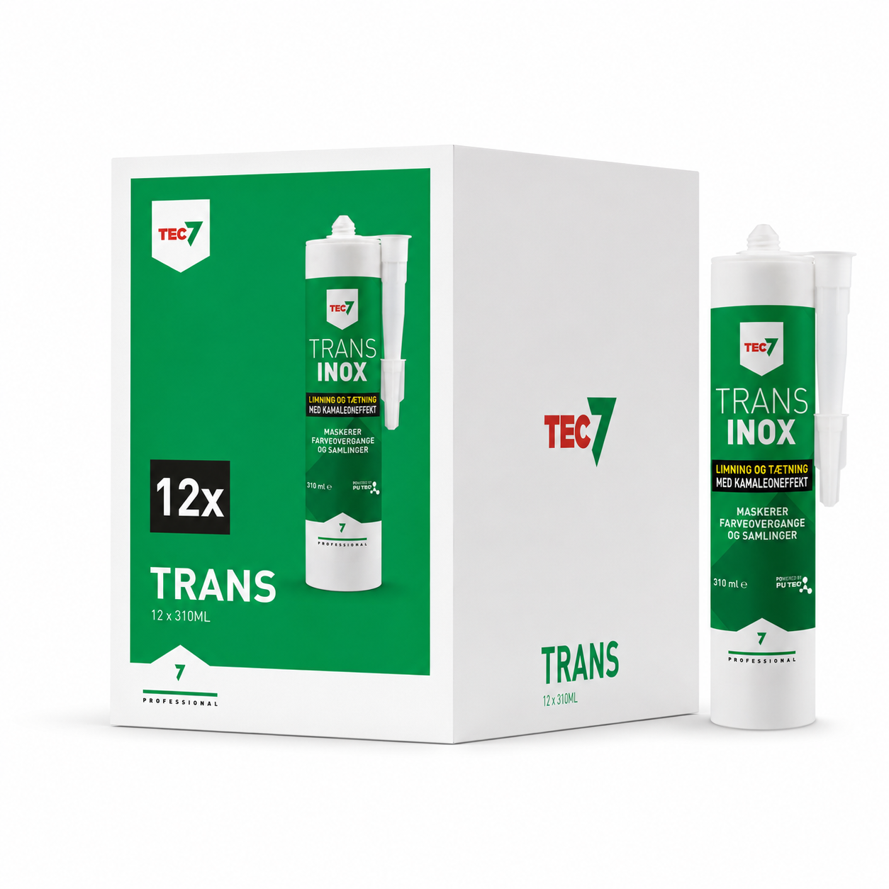 Tec7 Trans Inox Transparante afdichtingskit met inox-pigmenten patroon 310ml 12st - 539706000-1