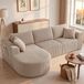 COMHOMA Modulaire Hoekbank 263 cm Corduroy L-vorm Slaapbank Beige