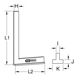 KS Tools winkelhaak met aanslag DIN 875/0 - 200mm
