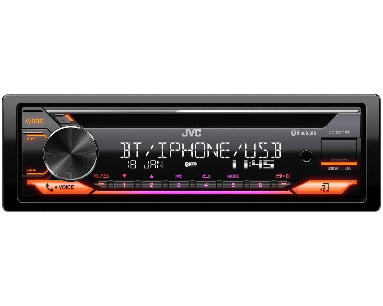 JVC KD-T922BT Autoradio met Bluetooth - 1-DIN - CD/USB