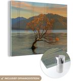 MuchoWow® Glass Painting 120x90 cm - Acrylic Glass Painting - Lake Wanaka in New Zealand in Autumn - Photo on Glass - Paintings