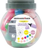 EBERHARD FABER - Mini-markeerstiften set, 12 stuks | Markeerstiften in bonbonnière met wigvormige punt