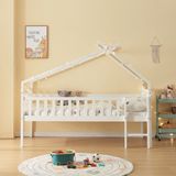 en.casa Kinderbed Sotkamo huisbed hoog uitvoering met bedbodem 90x200 cm wit
